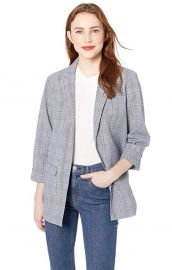 Wheeler Linen Plaid Boyfriend Blazer at Amazon