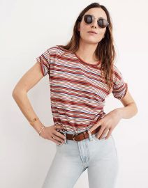 Whisper Cotton Crewneck Tee in Bonnie Stripe at Madewell