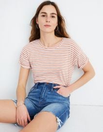 Whisper Cotton Crewneck Tee in Greywood Stripe at Madewell