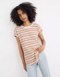 Whisper Cotton Rib-Crewneck Tee in Readville Stripe at Madewell