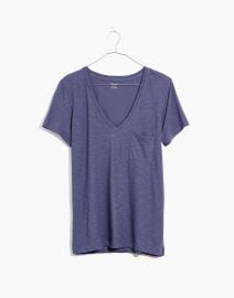 Whisper Cotton V-neck Tee in Sunfaded Indigo at Madewell