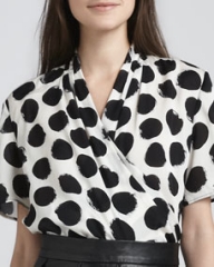 Whit Draped Polka-Dot Blouse at Neiman Marcus