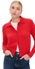 White + Warren Cashmere Collared Cardigan French Red L at Shopbop