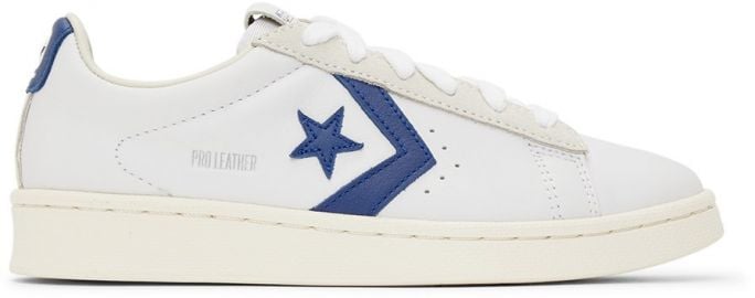 White  Navy Pro Leather OG OX Sneakers by Converse on Sale at ssense