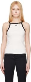 White And Black Buckle Tank Top at ssense