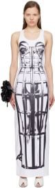 White And Black Trompe Loeil Maxi Dress at ssense