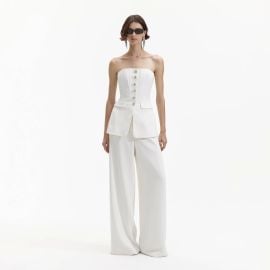 White Bandeau Crepe Jumpsuit self-portrait-US at Self Portrait