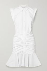 White Bell ruched stretch-cotton poplin dress  VERONICA BEARD  NET-A-PORTER at Net a Porter