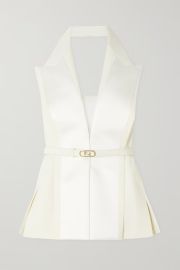 White Belted satin-trimmed wool and silk-blend crepe halterneck vest FENDI NET-A-PORTER at Net a Porter