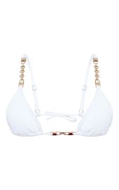 White Chain Trim Triangle Bikini Top  PrettyLittleThing USA at Pretty Little Thing