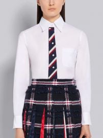 White Cotton Poplin Embroidered Top by Thom Browne at Thom Browne