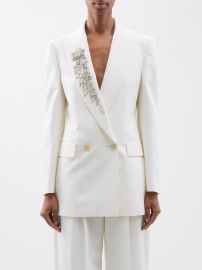 White Crystal-embellished crepe suit jacket Alexander McQueen FASHION US at Matches