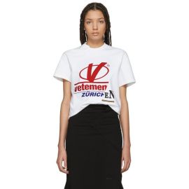 White Cut-up Zurich T-shirt by Vetements at Ssense