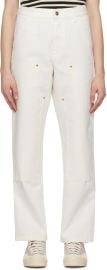 White Double Knee Trousers at ssense