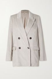 White Double-breasted linen cotton and Lyocell-blend corduroy blazer BRUNELLO CUCINELLI NET-A-PORTER at Net a Porter