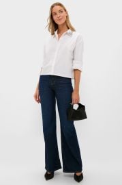 White Embellished Cropped Jasper Button Down Tuckernuck at Tuckernuck