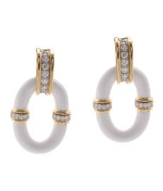 White Enamel Oval Link Earrings David Webb New York at David Webb
