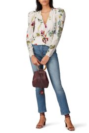 White Floral Long Sleeve Top by Chelsea and Walker for 65 Rent the Runway at Rent the Runway