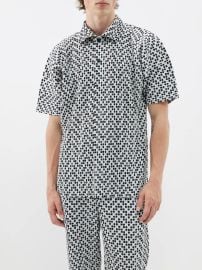 White Geometric-print technical-pleated polo shirt Homme Pliss Issey Miyake FASHION US at Matches