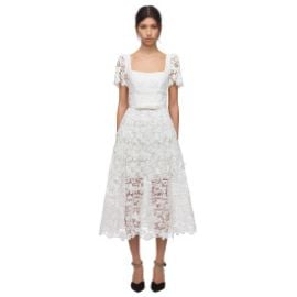 White Guipure Lace Midi Dress  Self-Portrait at Self Portrait