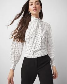 White House Black Market Tie Neck Shirred Blouse at White House Black Market