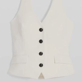 White House Black Market Tops White House Black Market Cream Halter Vest With Black Buttons Poshmark at Poshmark