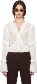 White Jersey Ruffle Blouse at ssense