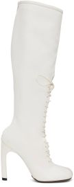 White Lace-Up Boots by Dries Van Noten on Sale at Ssense