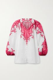 White Nina printed ramie blouse  ZIMMERMANN  NET-A-PORTER at Net a Porter