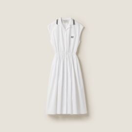 White Poplin Midi-dress Miu Miu at Miu Miu