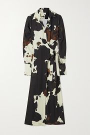 White Printed crepe midi wrap shirt dress DRIES VAN NOTEN NET-A-PORTER at Net a Porter