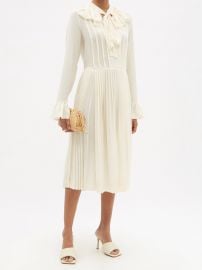 White Pussy-bow silk crepe de Chine dress  Victoria Beckham  FASHION US at Matches