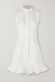 White Ruffled paneled cotton-poplin mini dress ALAA NET-A-PORTER at Net a Porter