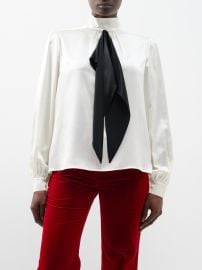 White Scarf-accent silk-satin blouse Bella Freud FASHION US at Matches