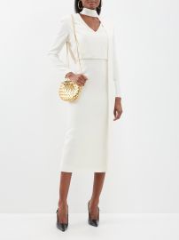 White Scarf-neck cady midi dress Roland Mouret US at Matches