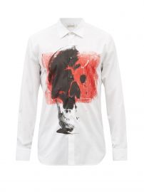 White Skull-print organic cotton-poplin shirt  Alexander McQueen  FASHION US at Matches