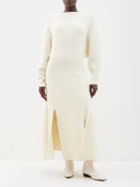 White Slit-hem ribbed wool-blend midi dress Proenza Schouler FASHION US at Matches