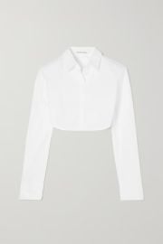 White Uma cropped cotton-poplin shirt FRANKIE SHOP NET-A-PORTER at Net a Porter