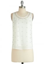 White beaded blouse at Modcloth