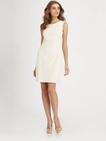 White cowl neck dress by Kay Unger at Saks Fifth Avenue