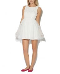 White crochet tulle dress at Wet Seal