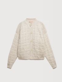 White fisherman wool-cashmere cardigan at Marni
