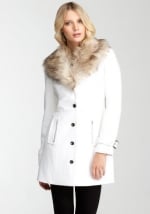 White fuax fur collar coat from Bebe at Bebe