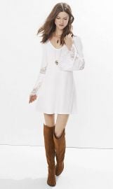 White lace inset trapeze dress at Express