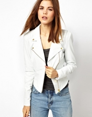 White leather biker jacket at Asos