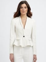 White peplum blazer by Burberry at Saks Fifth Avenue