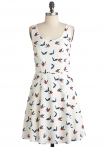 White printed dress from Modcloth at Modcloth