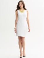 White sheath dress at Banana Republic