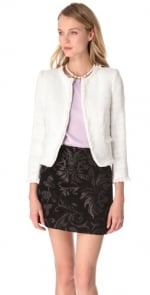 White tweed jacket by Alice and Olivia at Shopbop