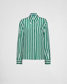 Whiteemerald Green Printed silk shirt at Prada